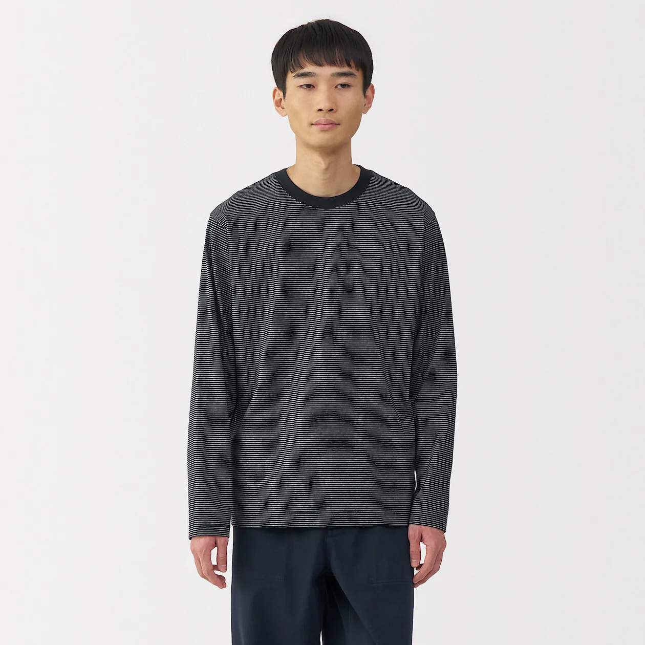 Stripe Jersey Crewneck Long Sleeve T-Shirt - Image 15