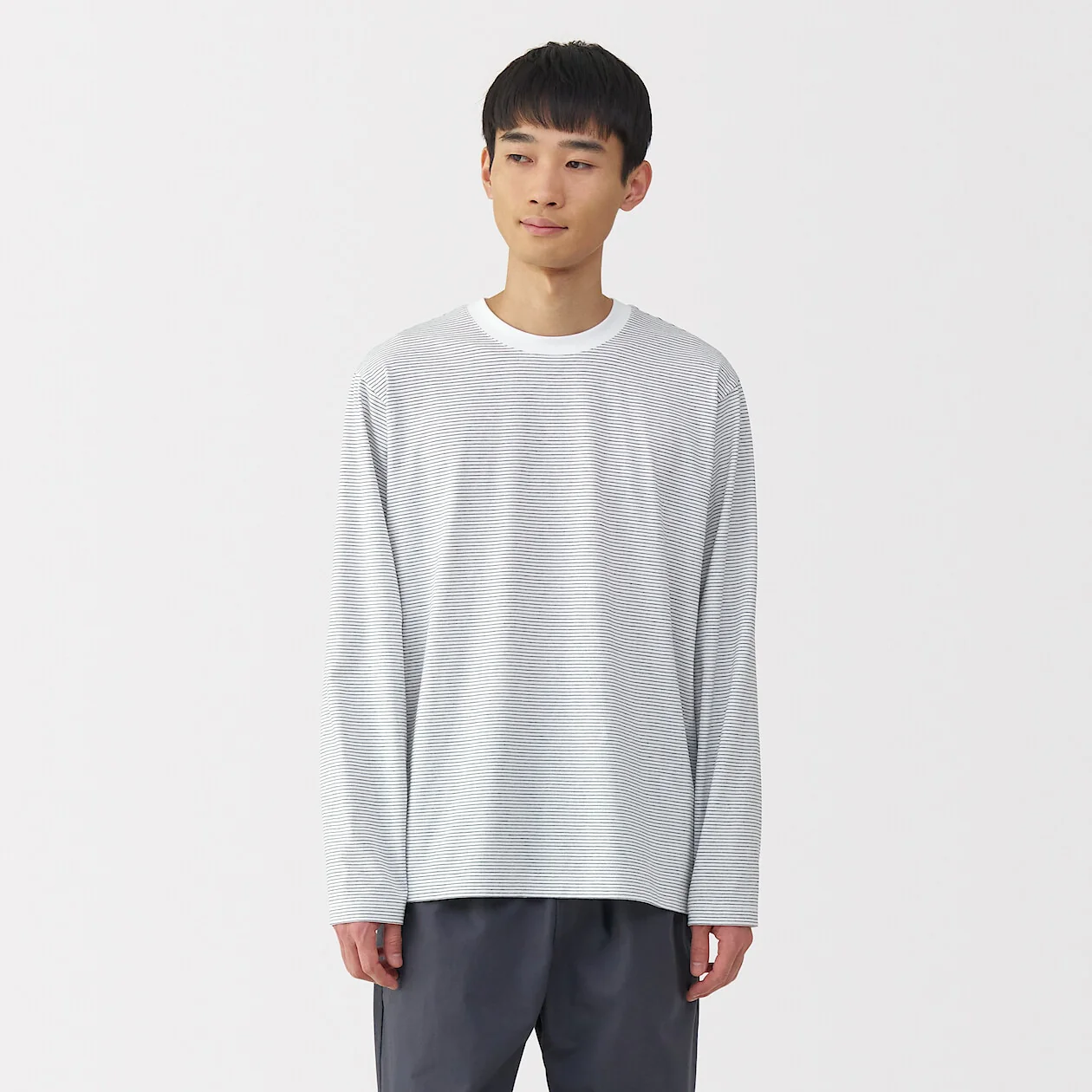 Stripe Jersey Crewneck Long Sleeve T-Shirt - Image 22