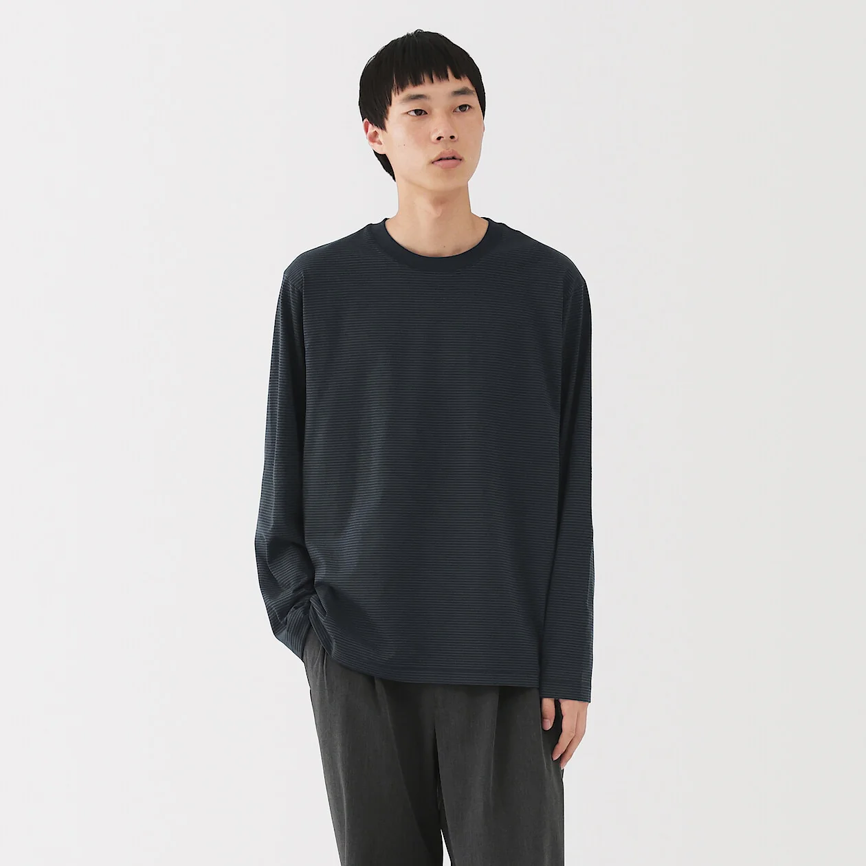 Stripe Jersey Crewneck Long Sleeve T-Shirt - Image 29