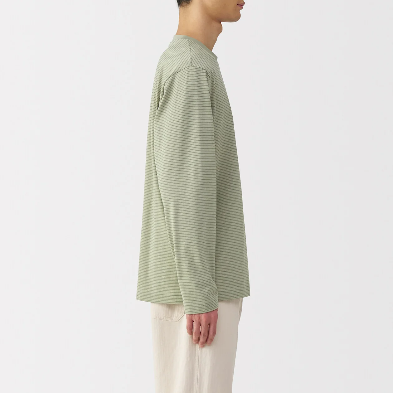 Stripe Jersey Crewneck Long Sleeve T-Shirt - Image 4