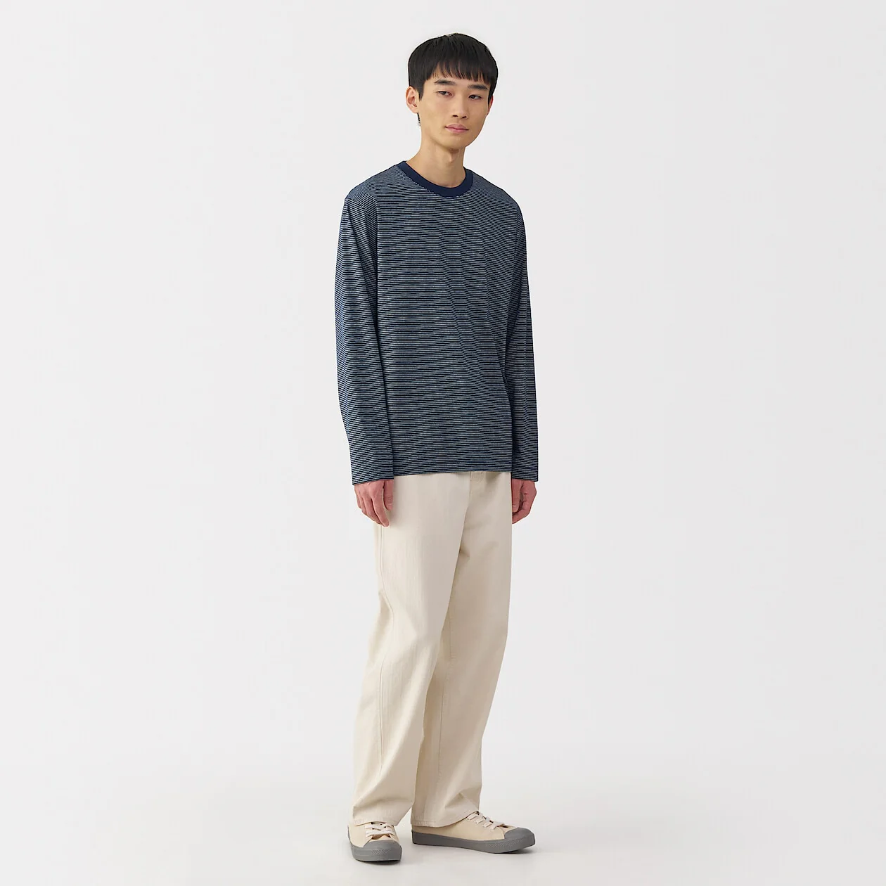Stripe Jersey Crewneck Long Sleeve T-Shirt - Image 9