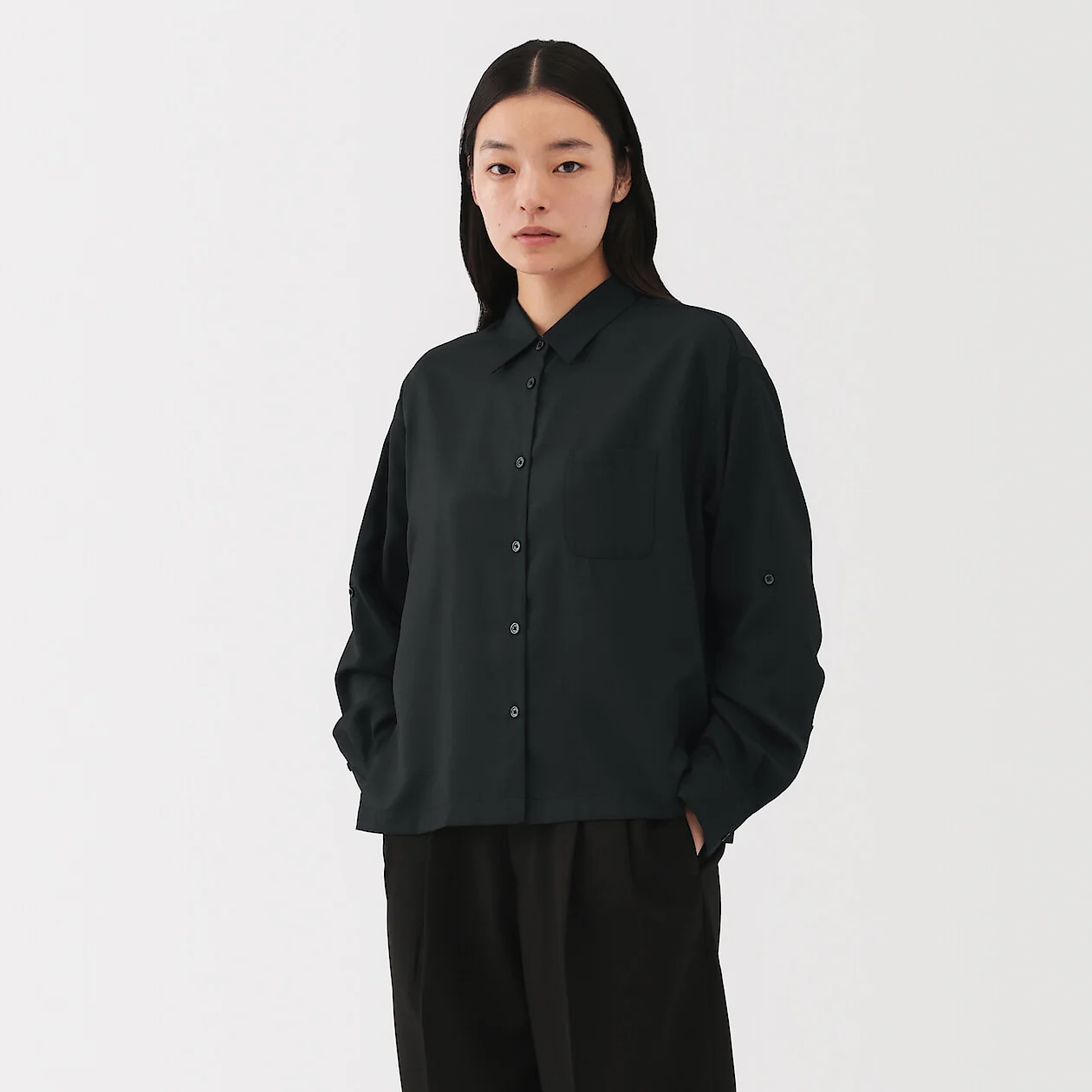 Modal Blend Relaxed Long Sleeve Shirt - Image 12