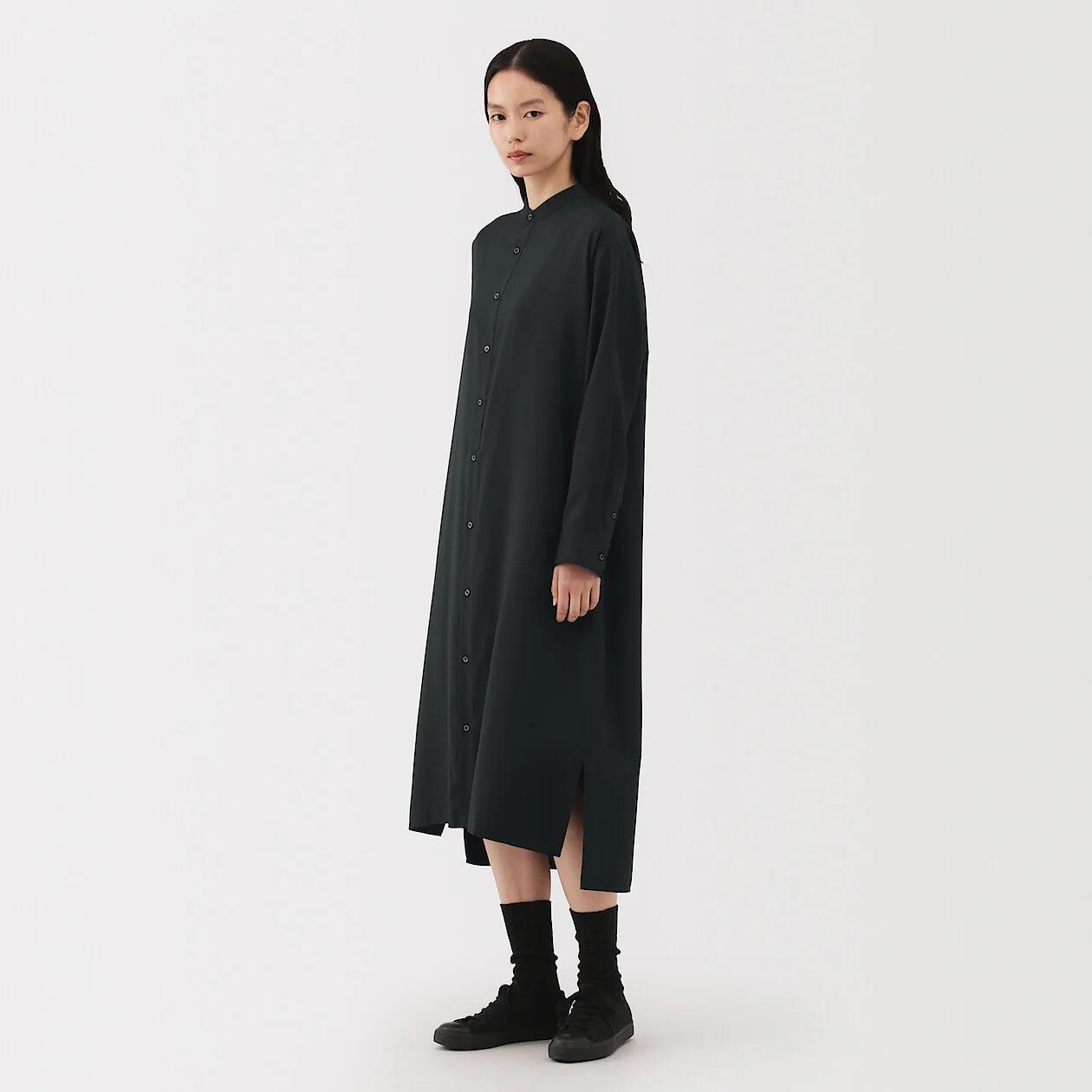 Modal Blend Relaxed Long Sleeve Shirt Dress - Image 10