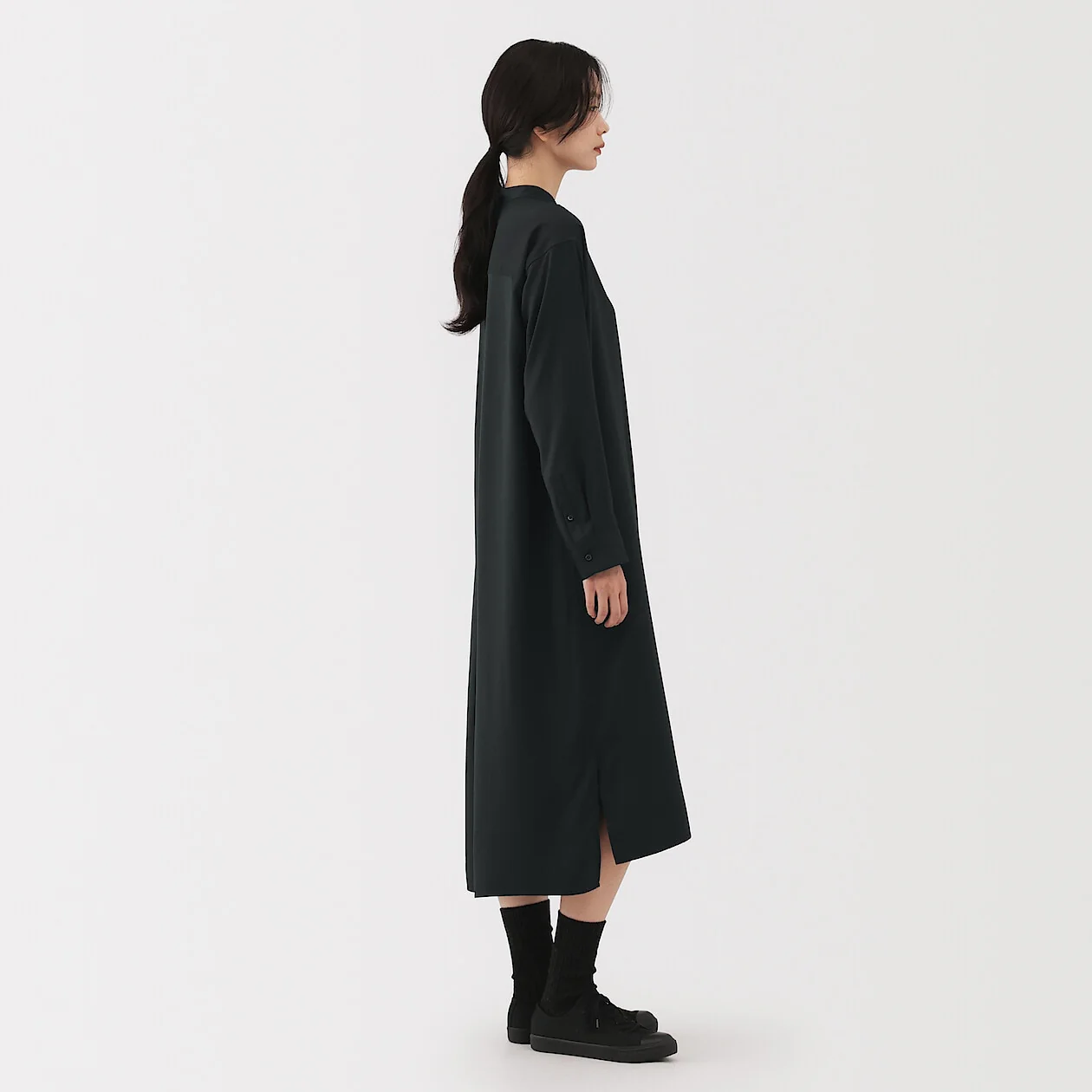 Modal Blend Relaxed Long Sleeve Shirt Dress - Image 11