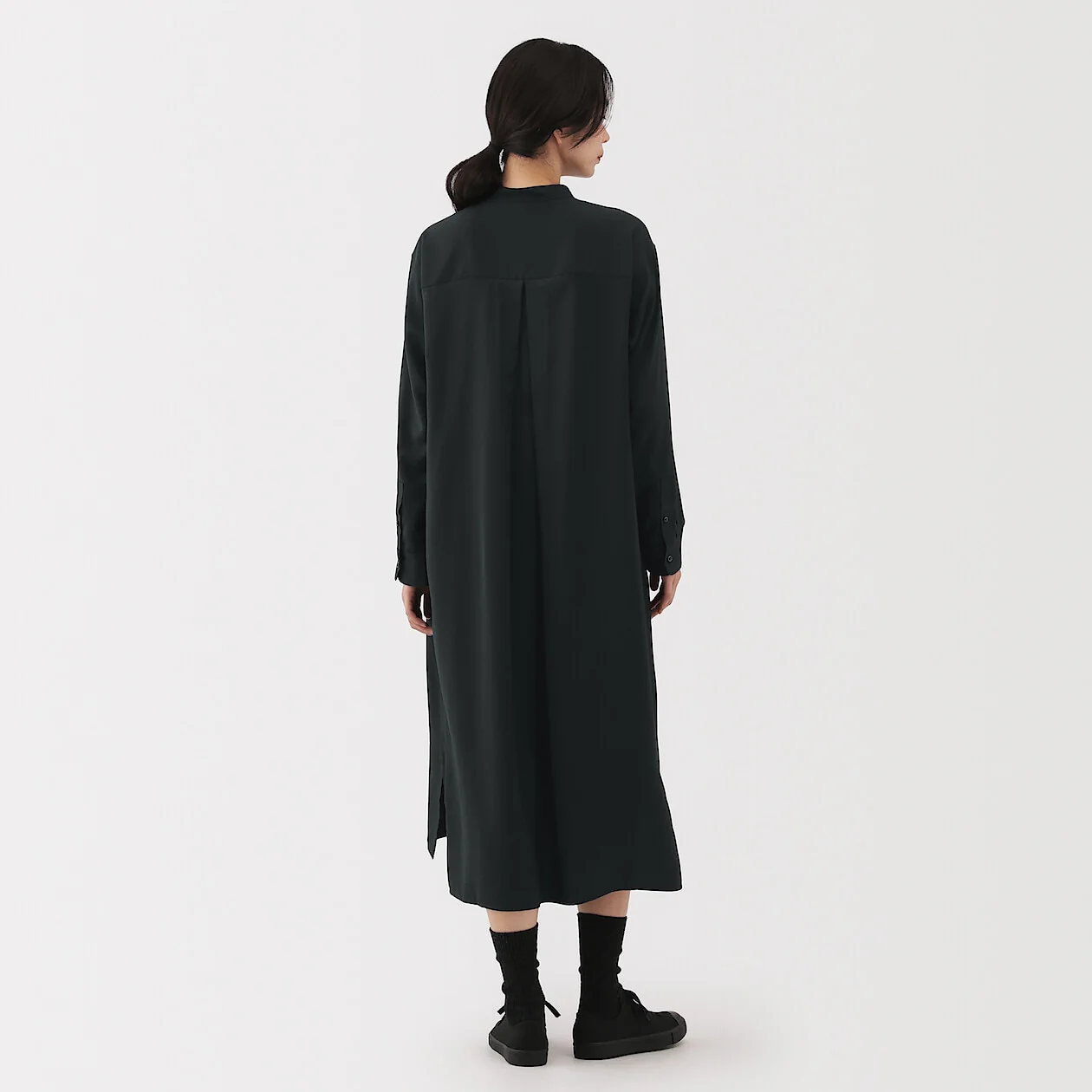 Modal Blend Relaxed Long Sleeve Shirt Dress - Image 12