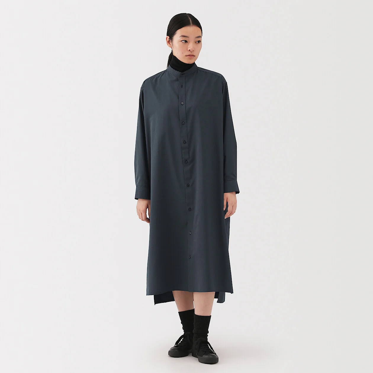Modal Blend Relaxed Long Sleeve Shirt Dress - Image 2