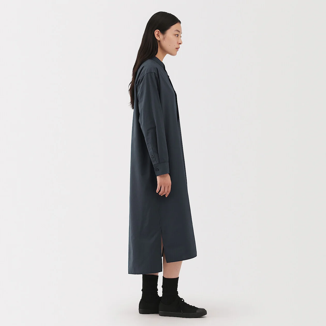 Modal Blend Relaxed Long Sleeve Shirt Dress - Image 3
