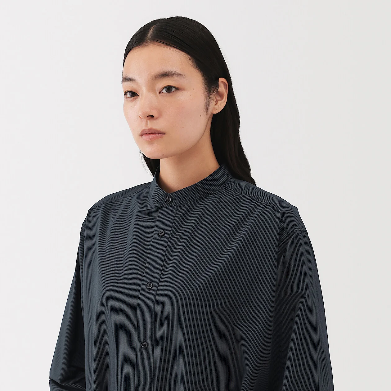 Modal Blend Relaxed Long Sleeve Shirt Dress - Image 5