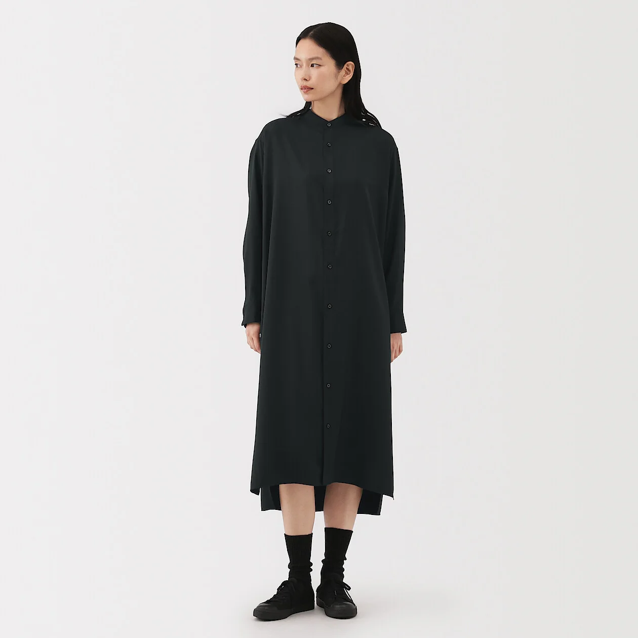 Modal Blend Relaxed Long Sleeve Shirt Dress - Image 9