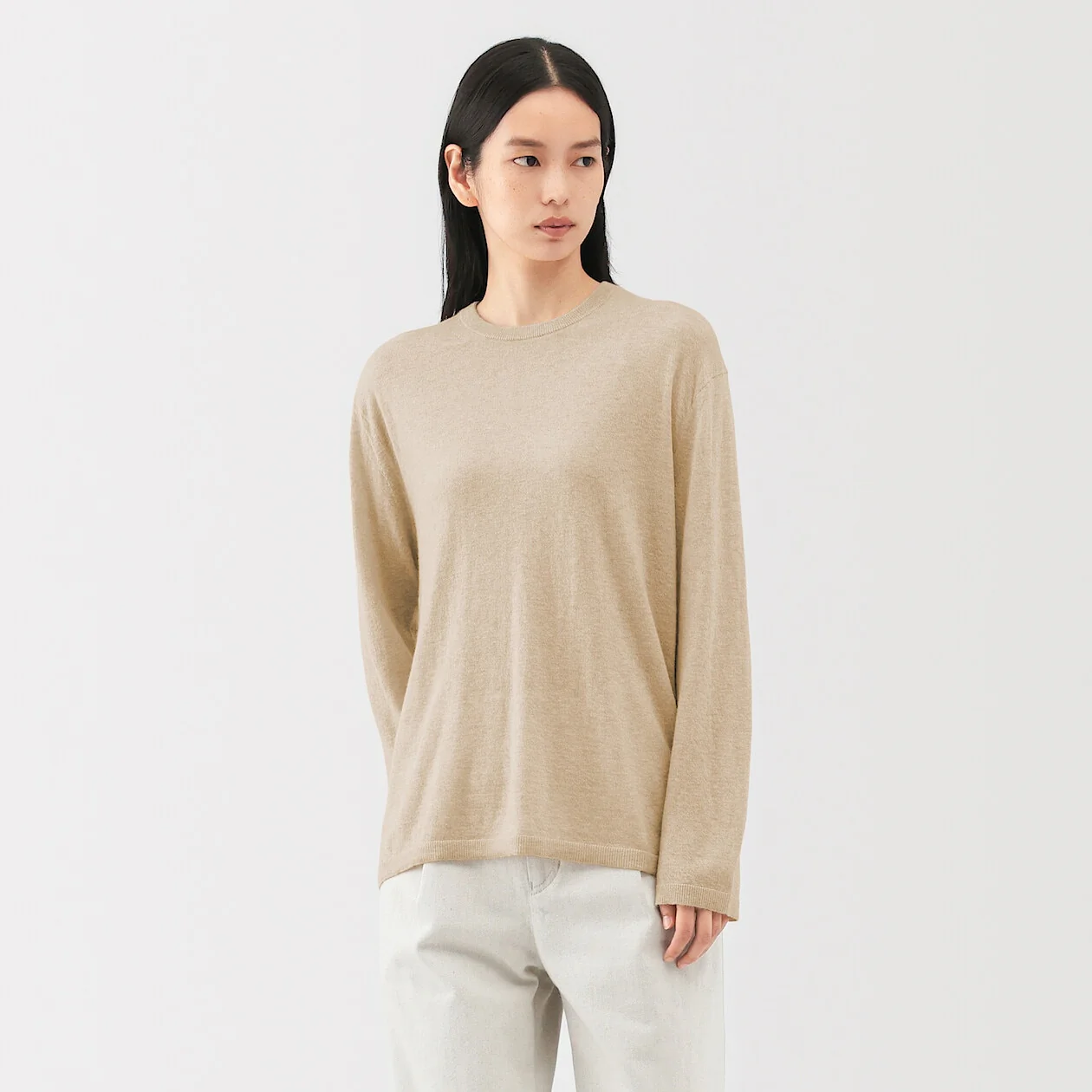 Natural Colour Cashmere Crewneck Sweater