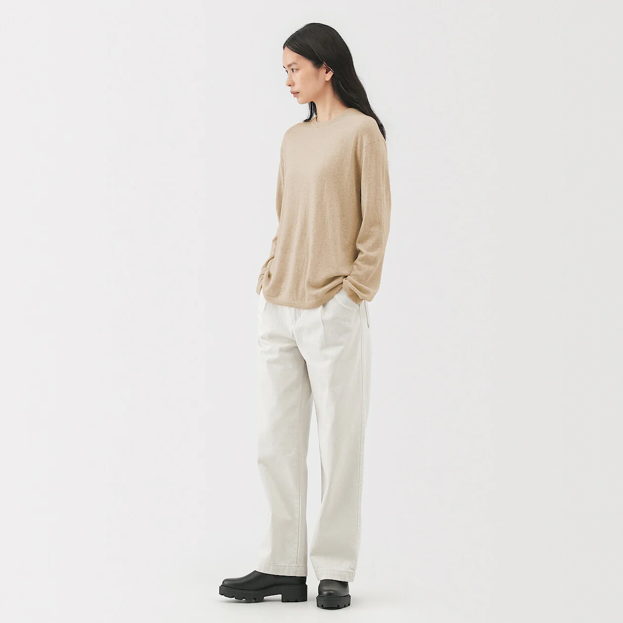 Natural Colour Cashmere Crewneck Sweater - Image 2