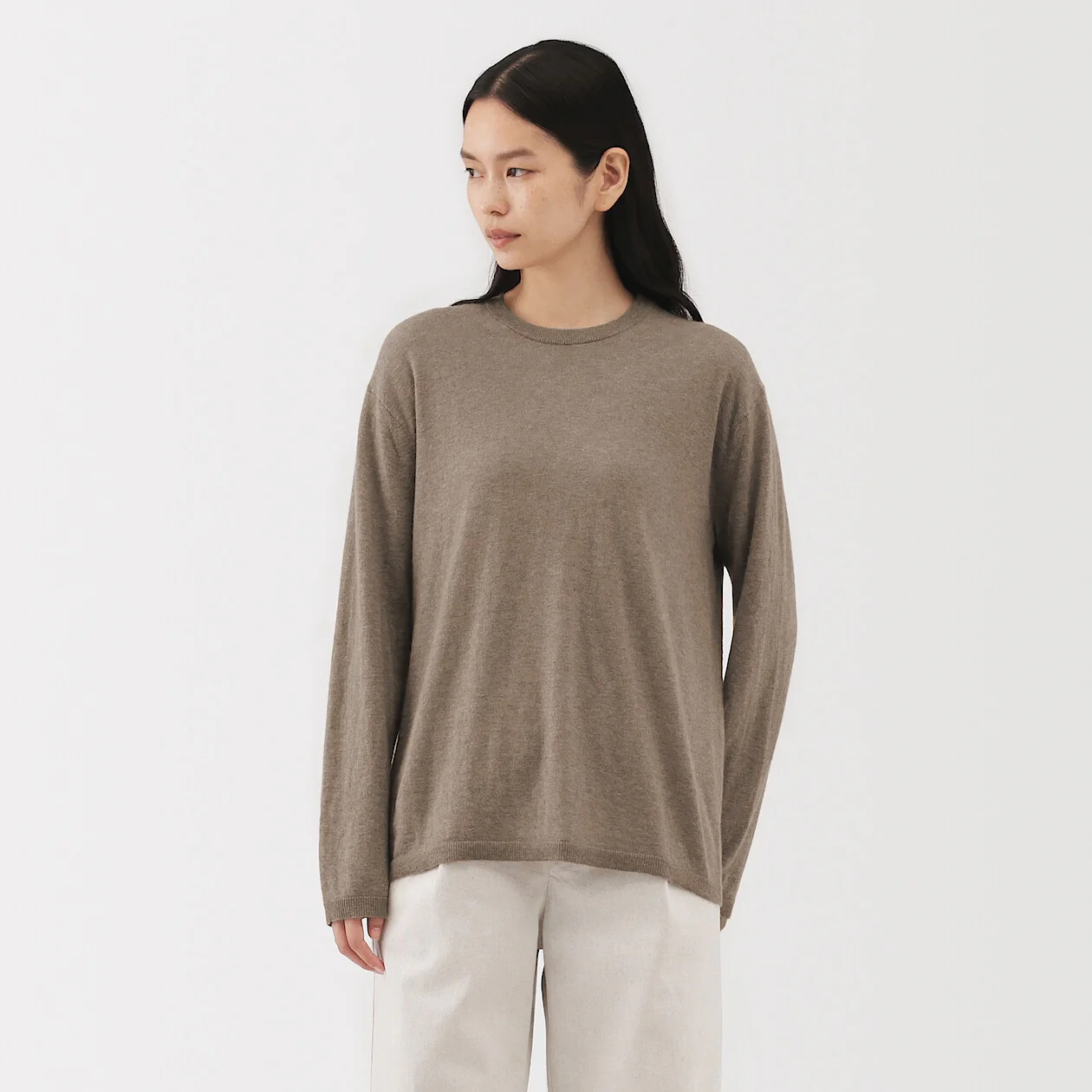 Natural Colour Cashmere Crewneck Sweater - Image 9