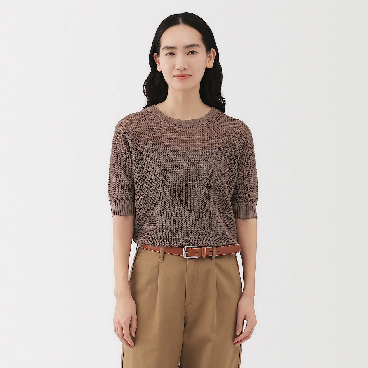Vegetable Tanned Leather Belt with Stitching - Image 9