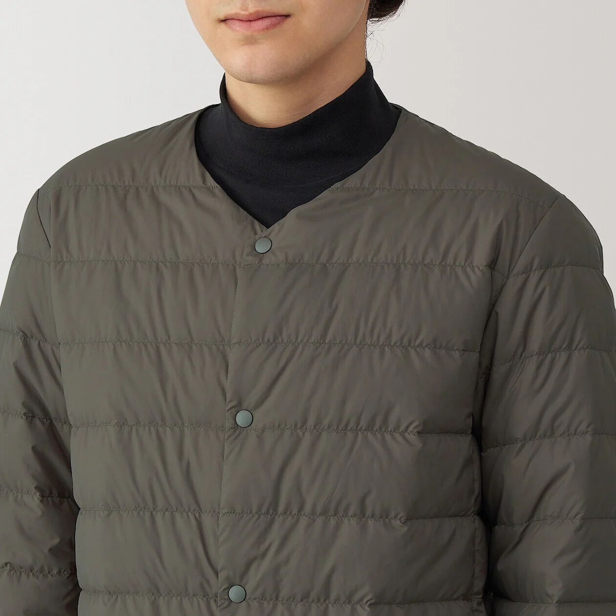 Lightweight Pocketable Collarless Down Puffer Jacket - Image 5