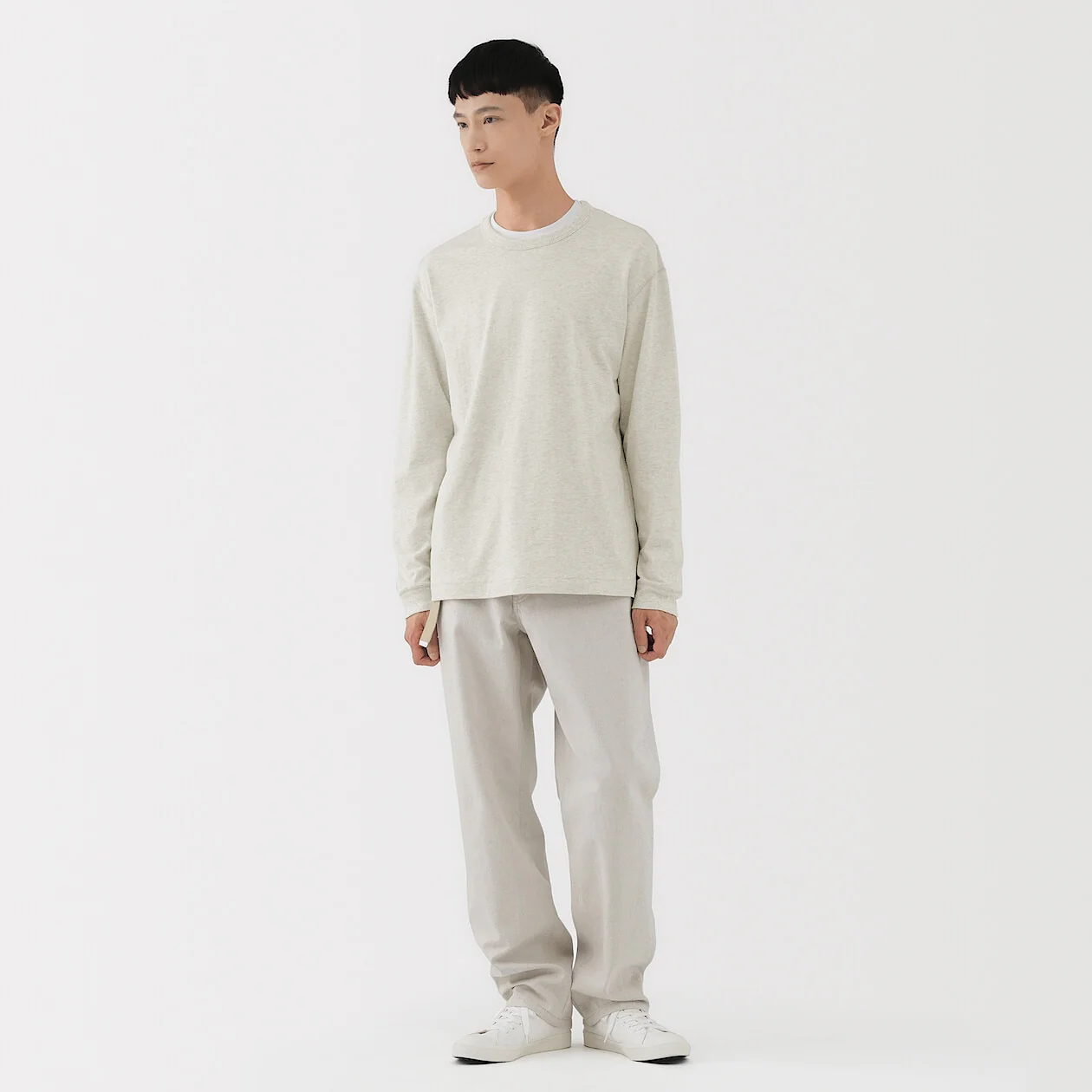 Loopwheel Knitted Crewneck Long Sleeve T-Shirt - Image 2
