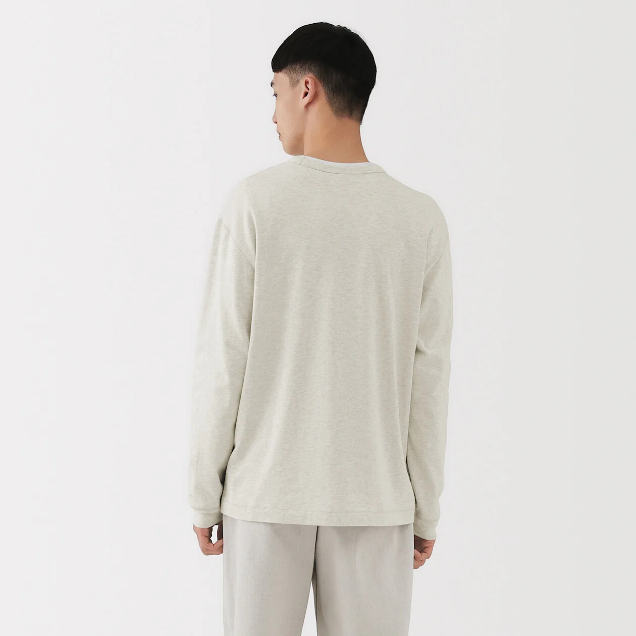 Loopwheel Knitted Crewneck Long Sleeve T-Shirt - Image 4