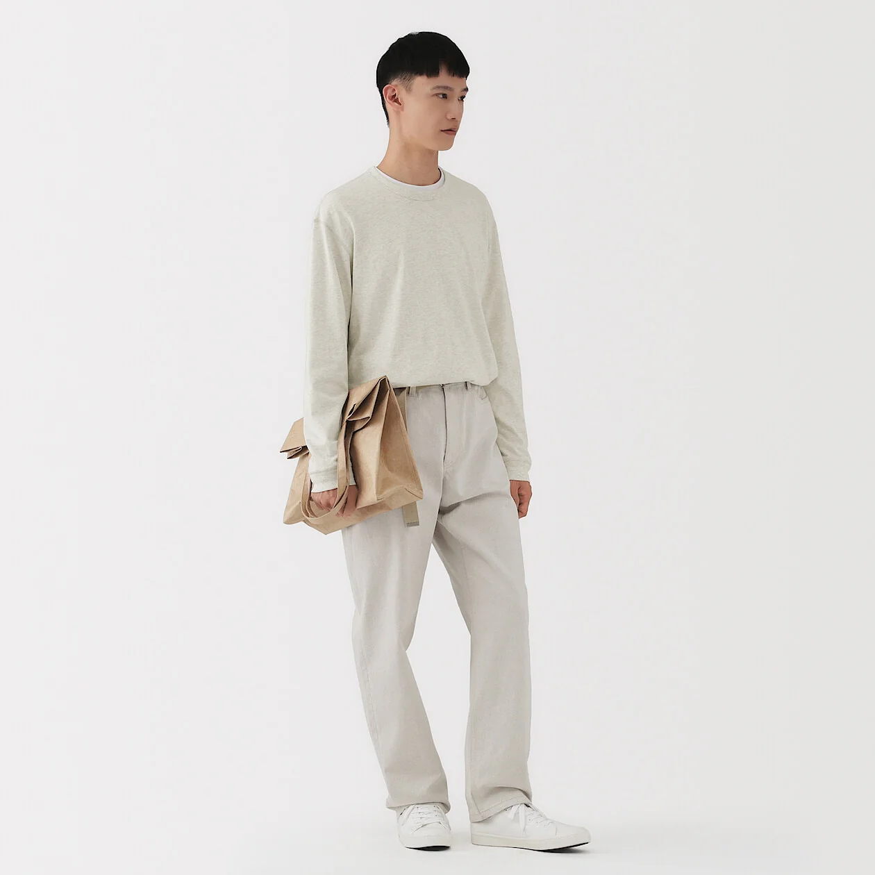 Loopwheel Knitted Crewneck Long Sleeve T-Shirt - Image 6