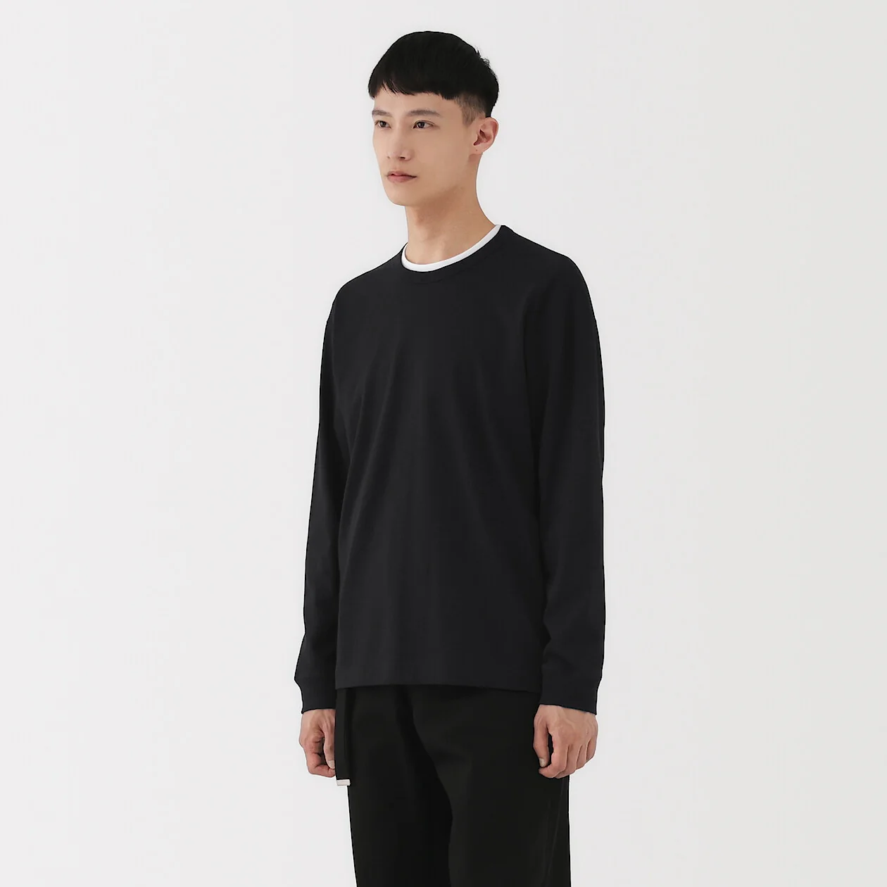 Loopwheel Knitted Crewneck Long Sleeve T-Shirt - Image 9
