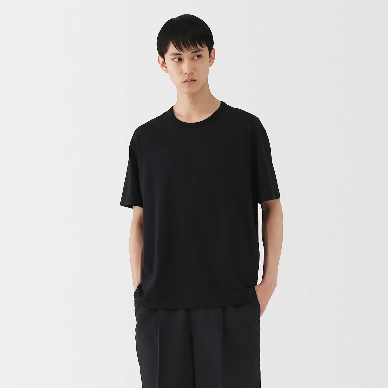 Loopwheel Knitted Crewneck Short Sleeve T-Shirt