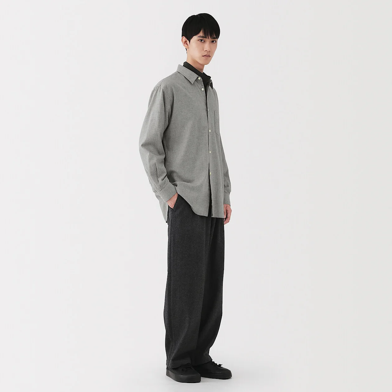 Brushed Cotton Twill Collared Shirt - Image 11