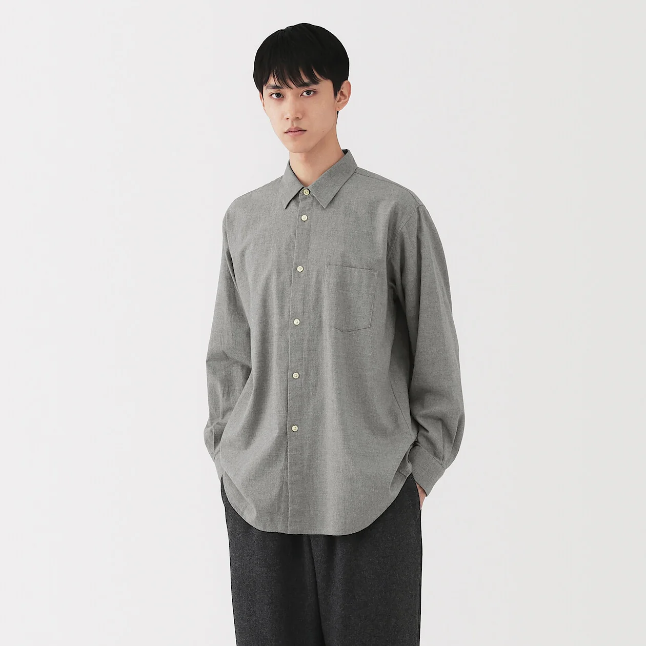 Brushed Cotton Twill Collared Shirt - Image 5