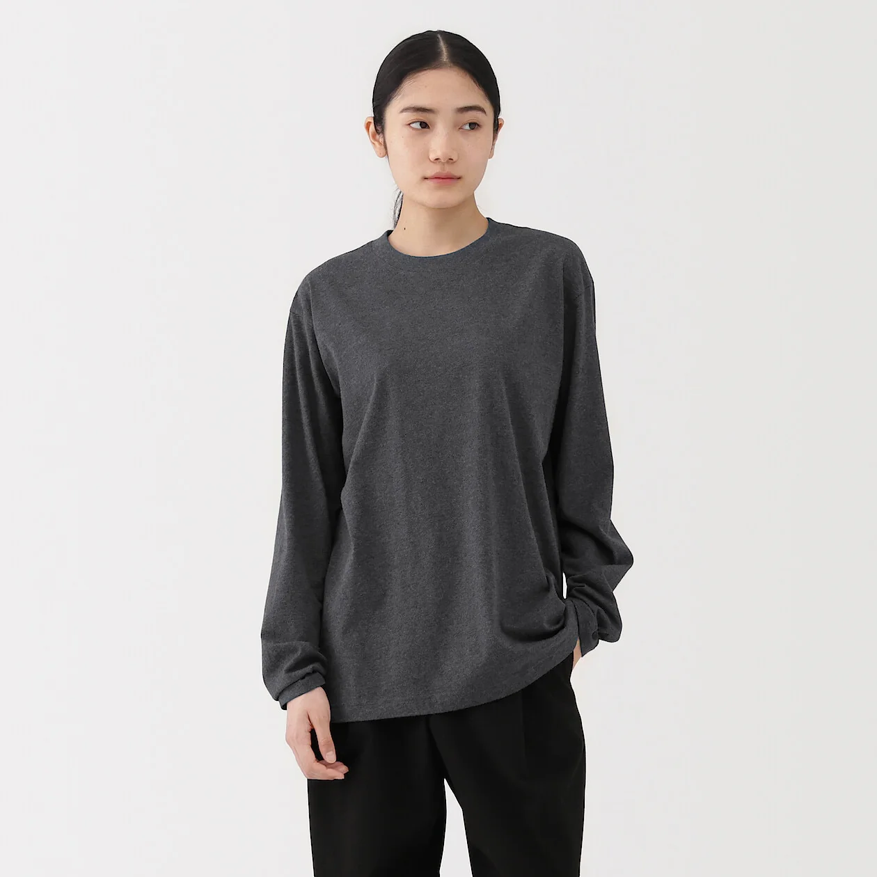 Brushed Jersey Crewneck Long Sleeve T-Shirt - Image 10