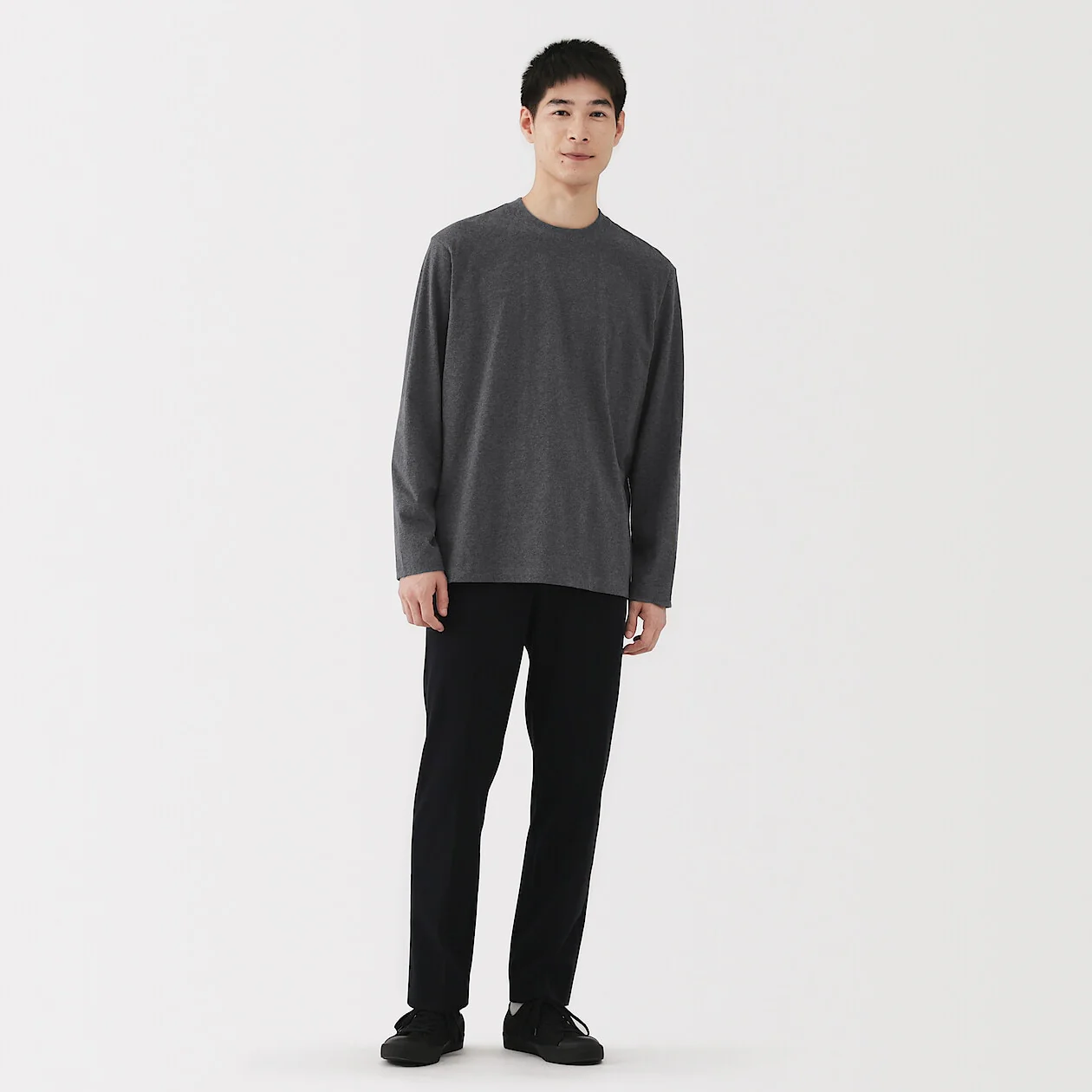 Brushed Jersey Crewneck Long Sleeve T-Shirt - Image 11