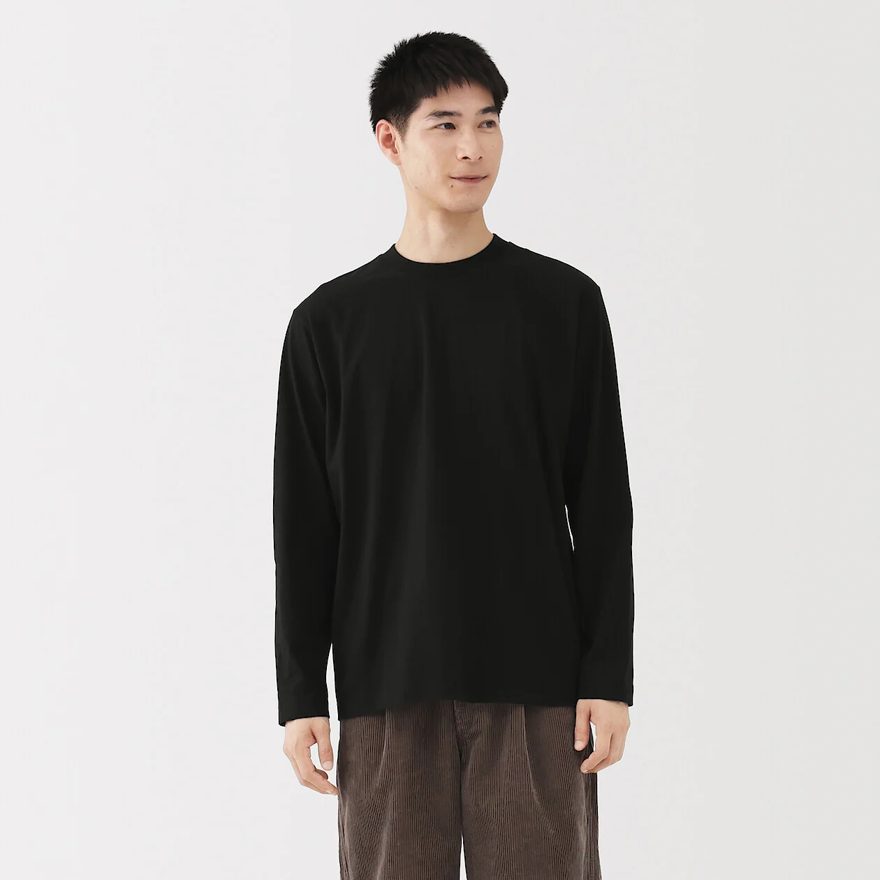Brushed Jersey Crewneck Long Sleeve T-Shirt - Image 14