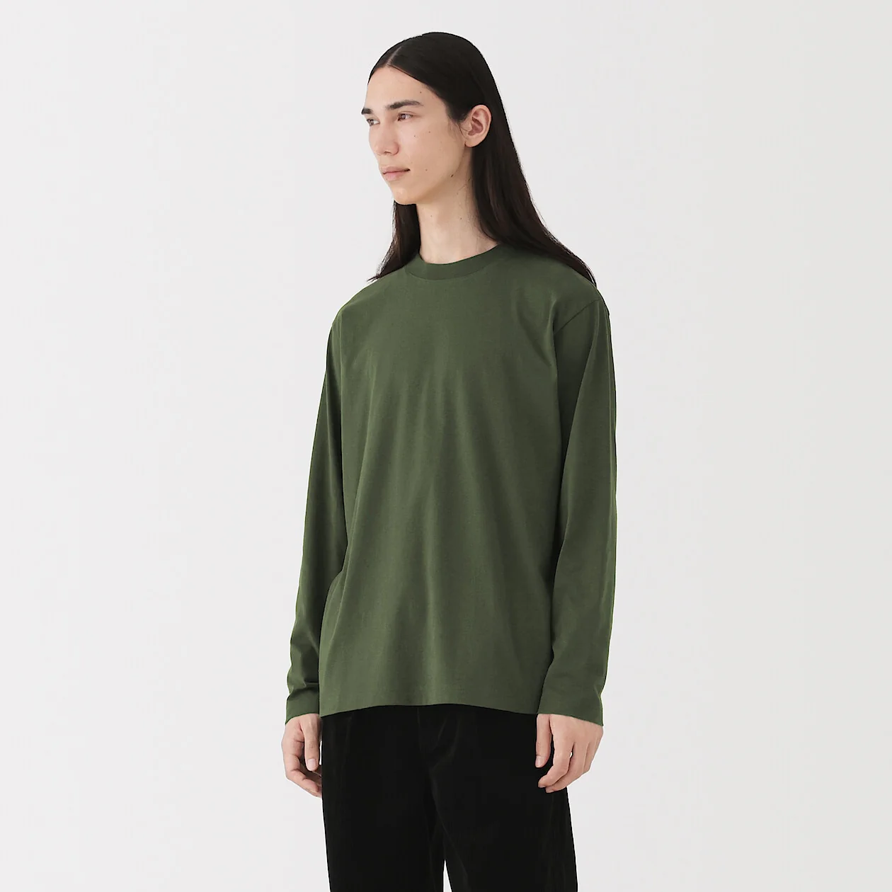 Brushed Jersey Crewneck Long Sleeve T-Shirt - Image 18