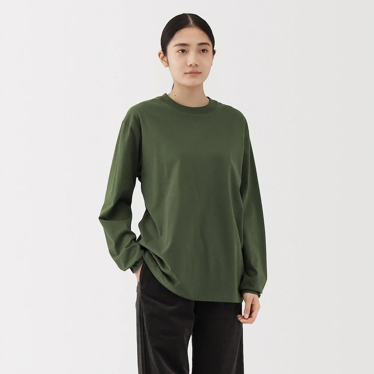 Brushed Jersey Crewneck Long Sleeve T-Shirt - Image 19