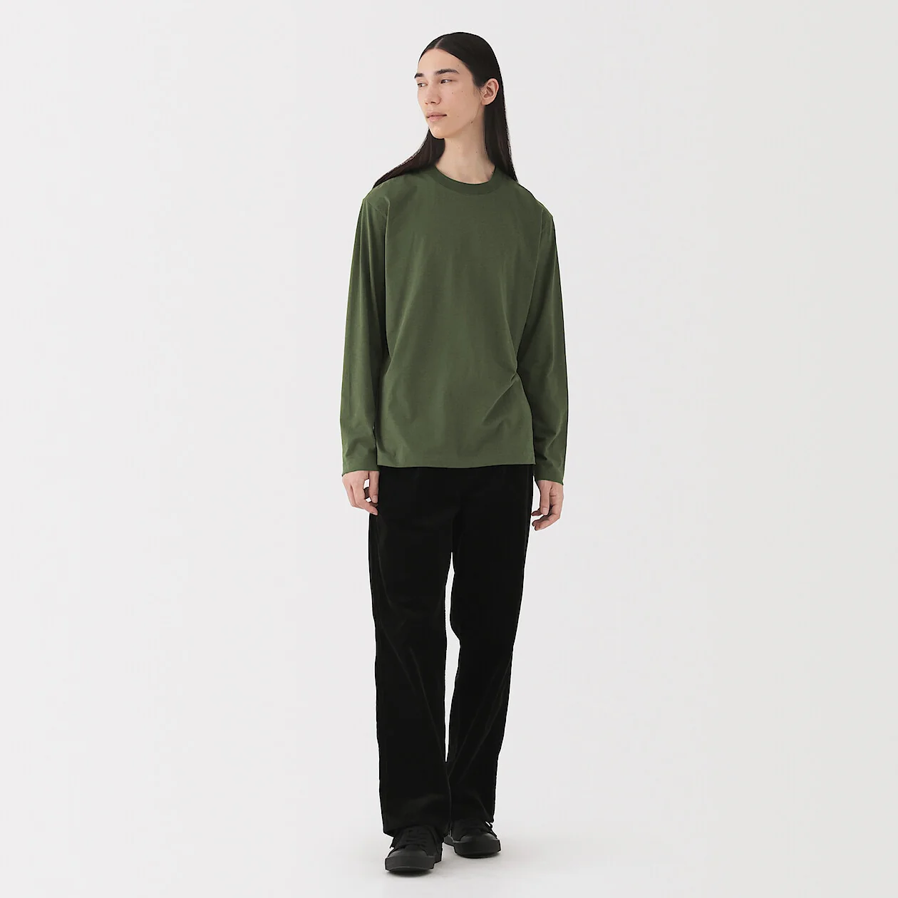 Brushed Jersey Crewneck Long Sleeve T-Shirt - Image 20