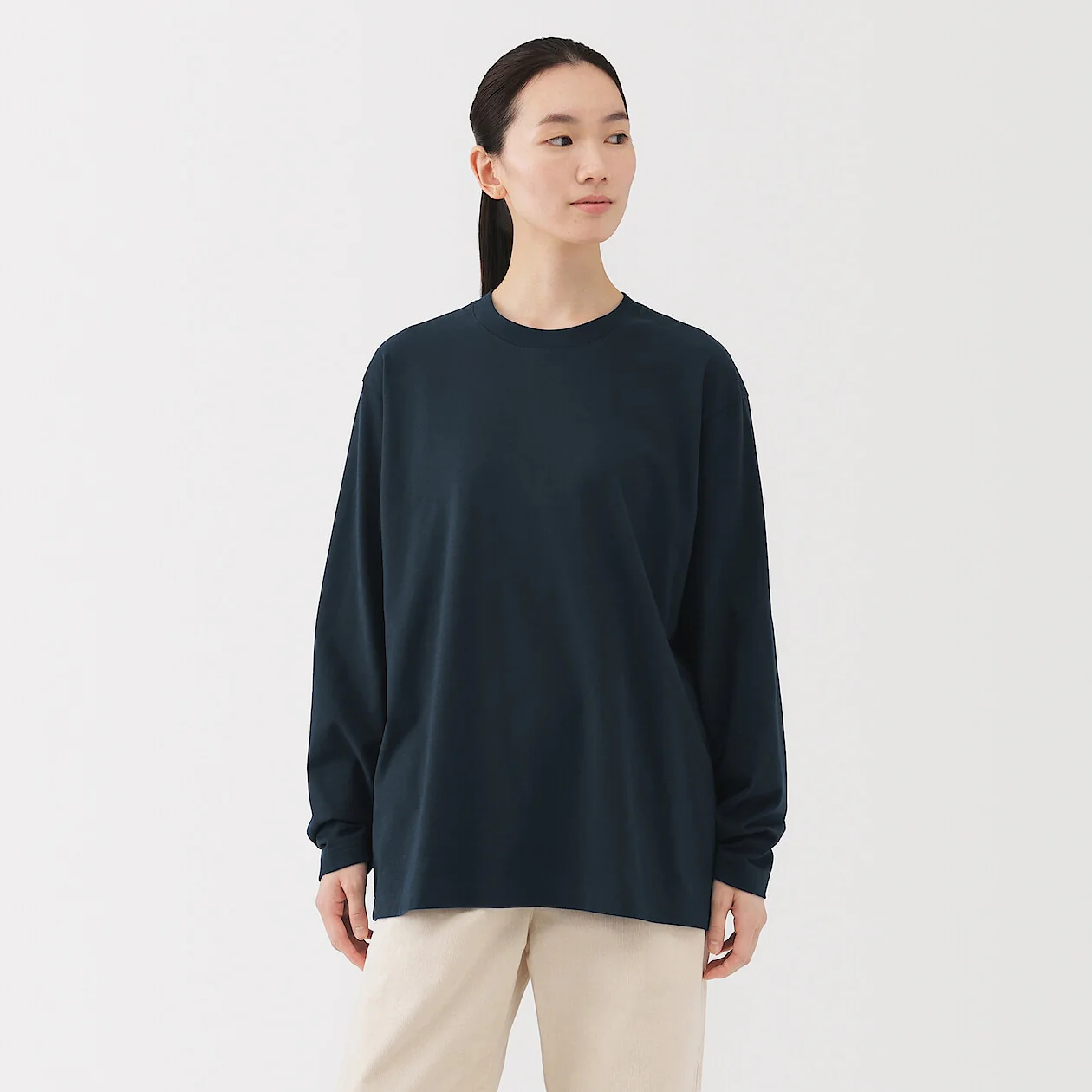 Brushed Jersey Crewneck Long Sleeve T-Shirt - Image 24