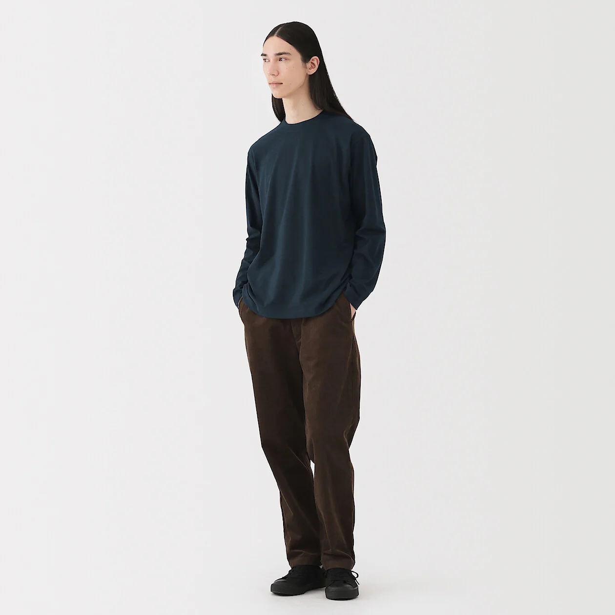 Brushed Jersey Crewneck Long Sleeve T-Shirt - Image 25