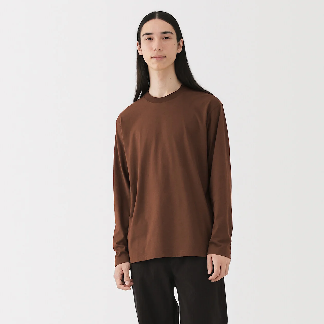Brushed Jersey Crewneck Long Sleeve T-Shirt - Image 28