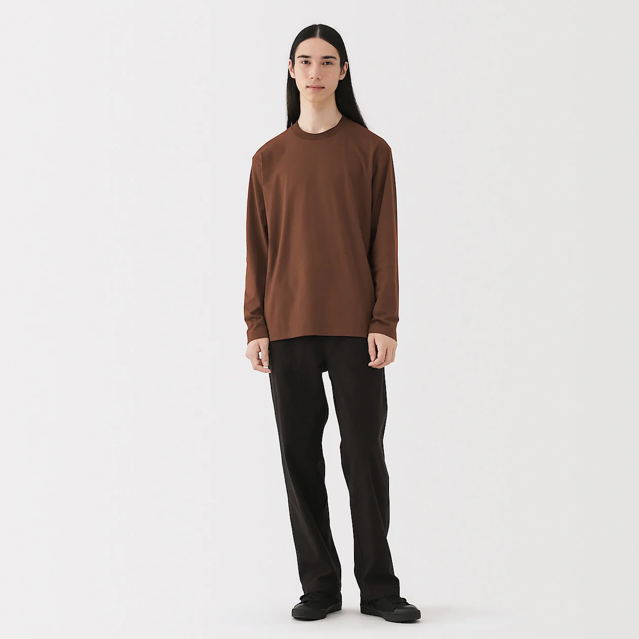 Brushed Jersey Crewneck Long Sleeve T-Shirt - Image 30