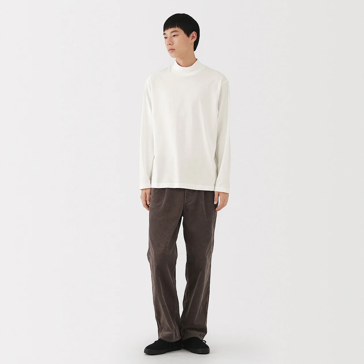 Brushed Jersey High Neck Long Sleeve T-Shirt - Image 10