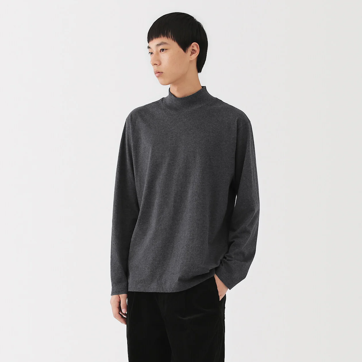 Brushed Jersey High Neck Long Sleeve T-Shirt - Image 13