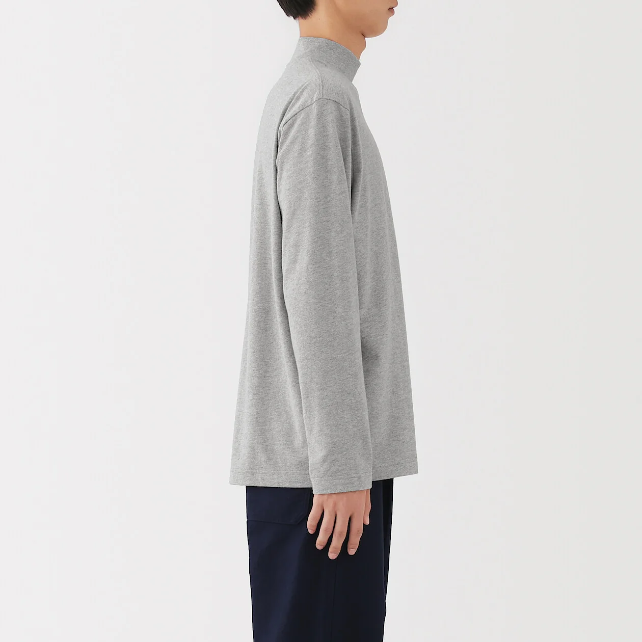 Brushed Jersey High Neck Long Sleeve T-Shirt - Image 3
