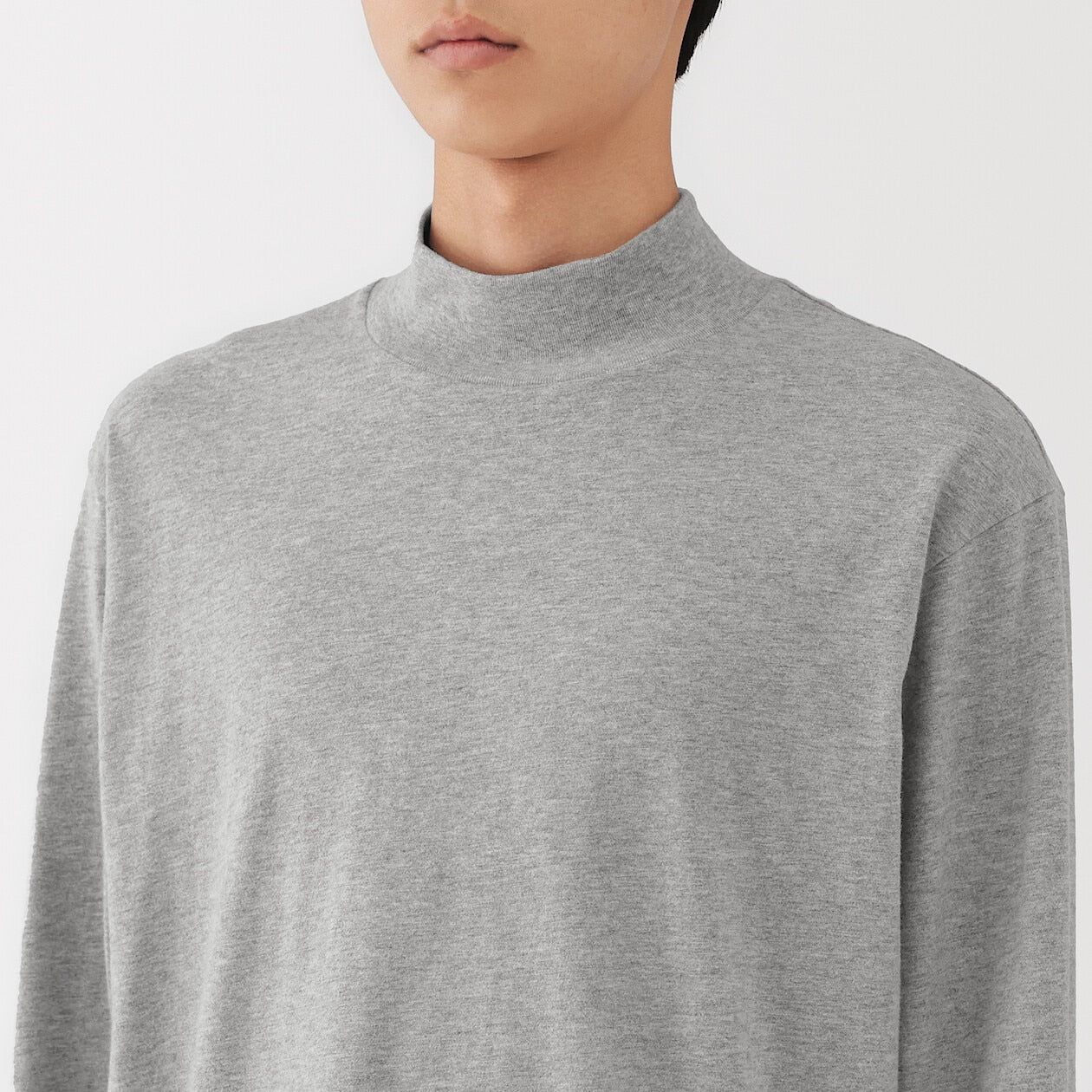 Brushed Jersey High Neck Long Sleeve T-Shirt - Image 5