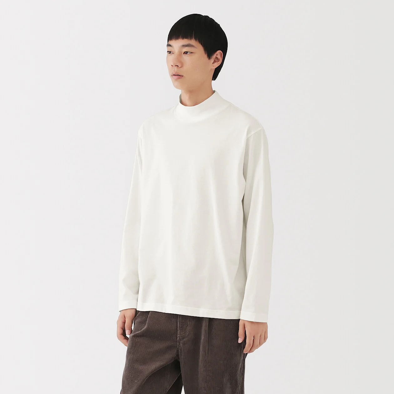 Brushed Jersey High Neck Long Sleeve T-Shirt - Image 8