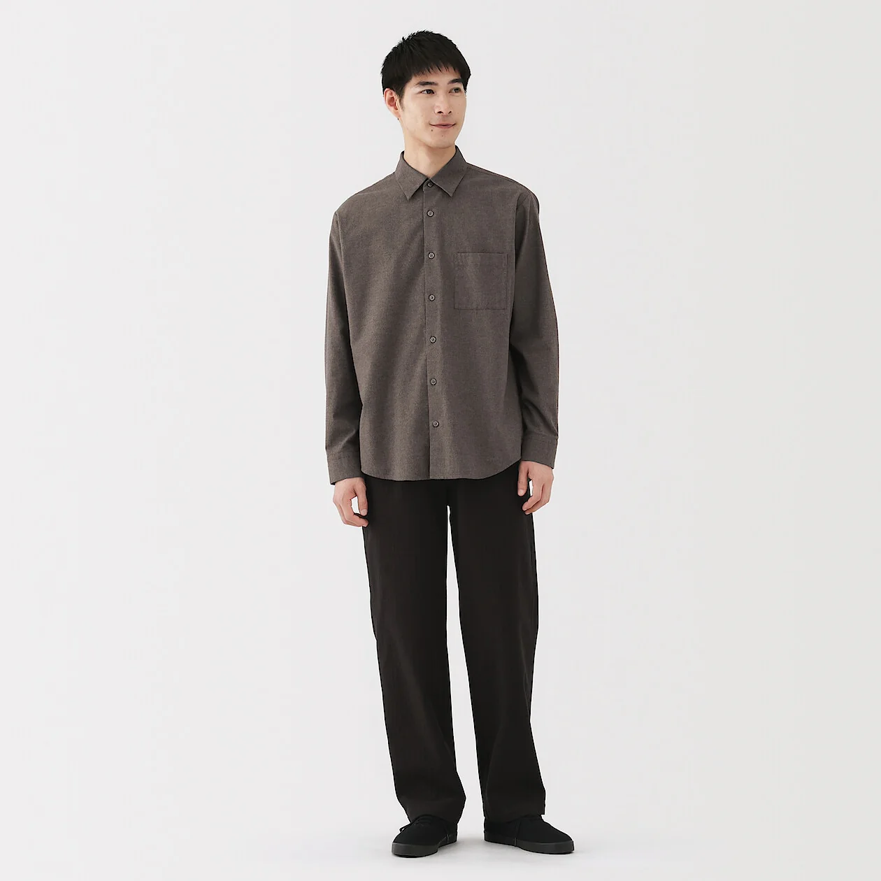 Cotton Wool Blend Flannel Long Sleeve Shirt - Image 13