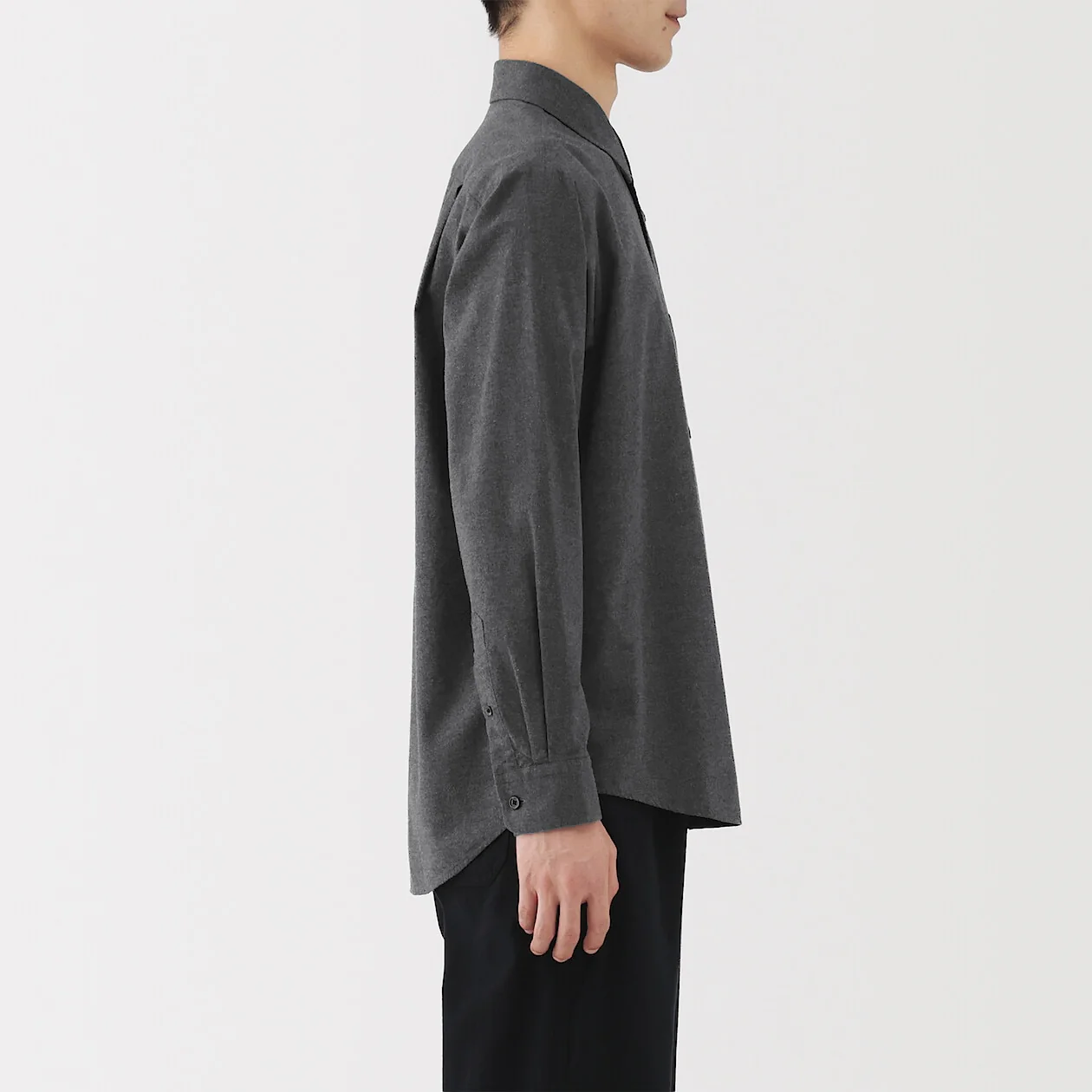 Cotton Wool Blend Flannel Long Sleeve Shirt - Image 3