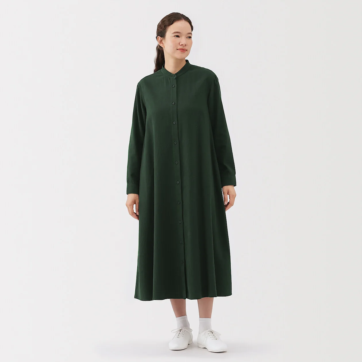 Double Brushed Flannel Long-Sleeve Dress