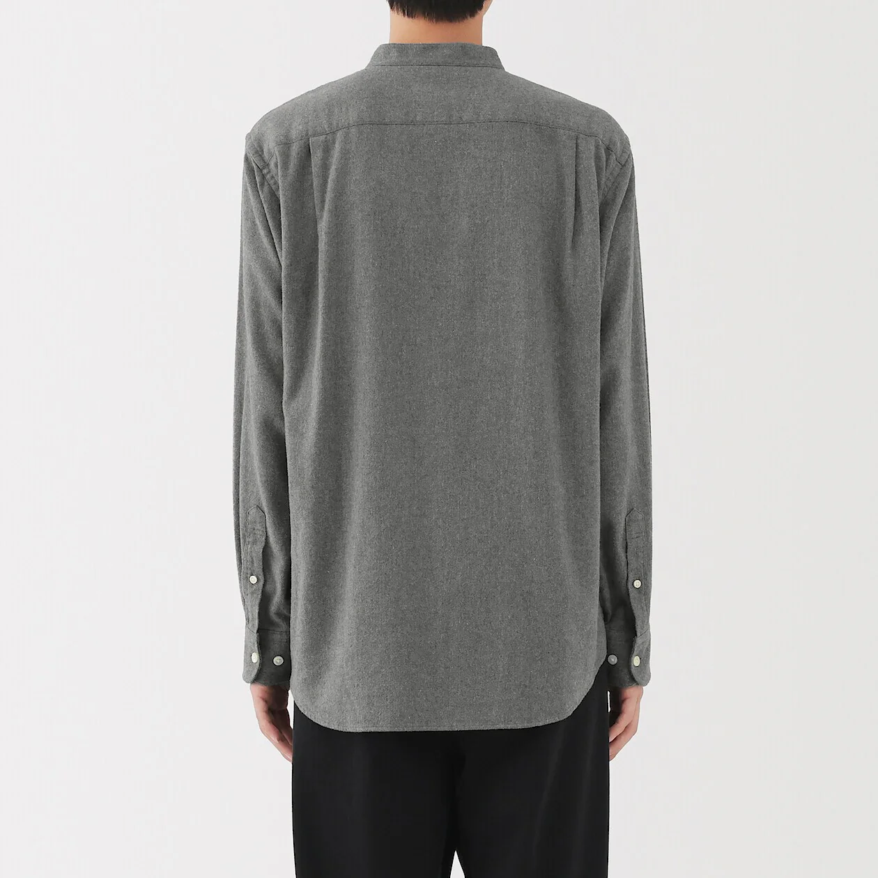 Double Brushed Flannel Stand Collar Long Sleeve Shirt - Image 18