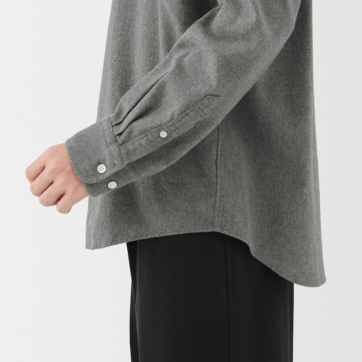 Double Brushed Flannel Stand Collar Long Sleeve Shirt - Image 20