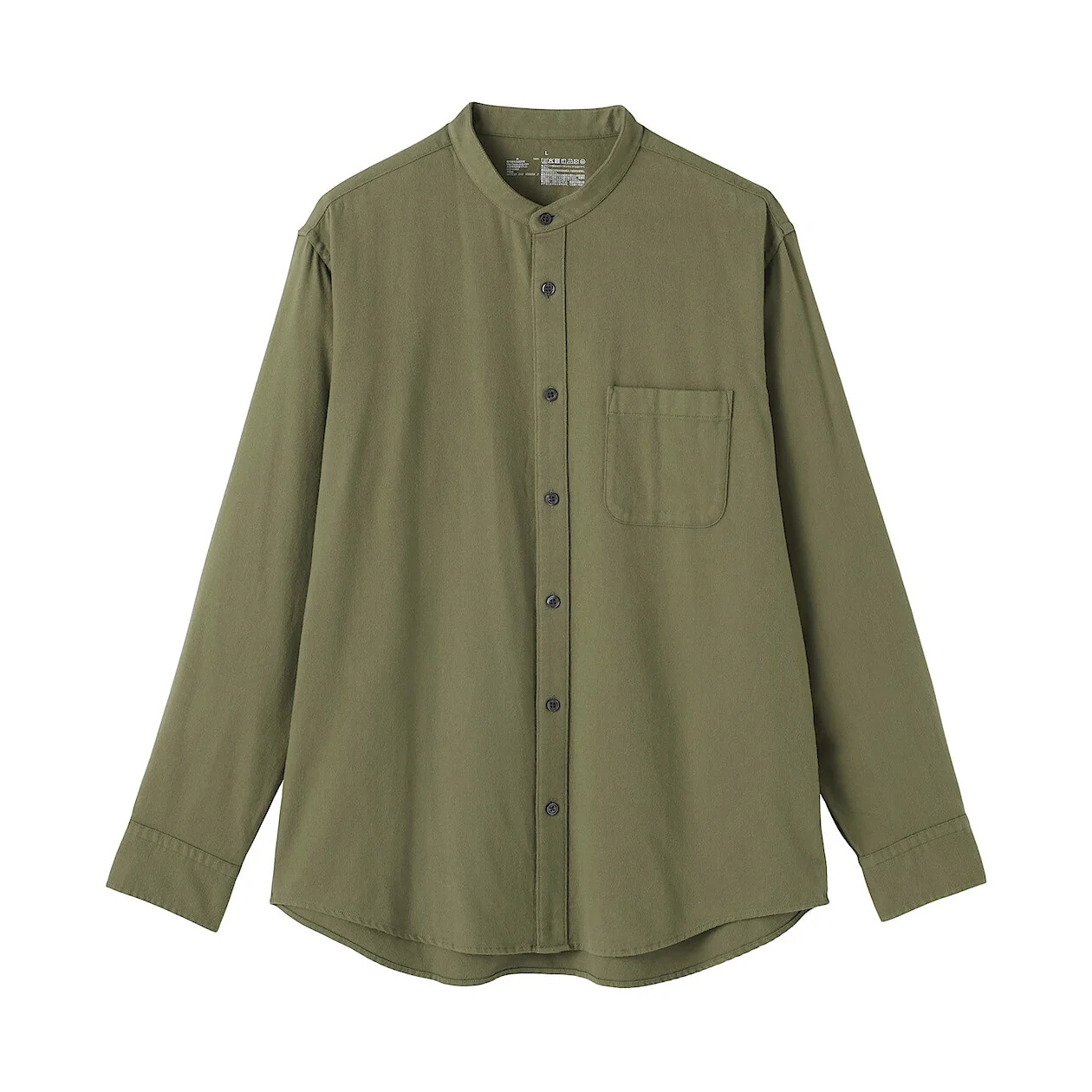 Double Brushed Flannel Stand Collar Long Sleeve Shirt - Image 25