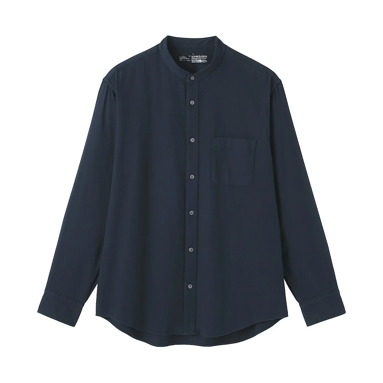 Double Brushed Flannel Stand Collar Long Sleeve Shirt - Image 30
