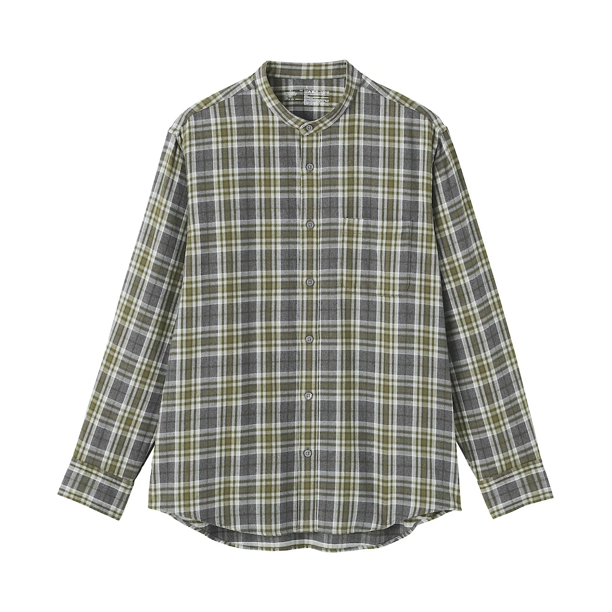 Double Brushed Flannel Stand Collar Long Sleeve Shirt - Image 35