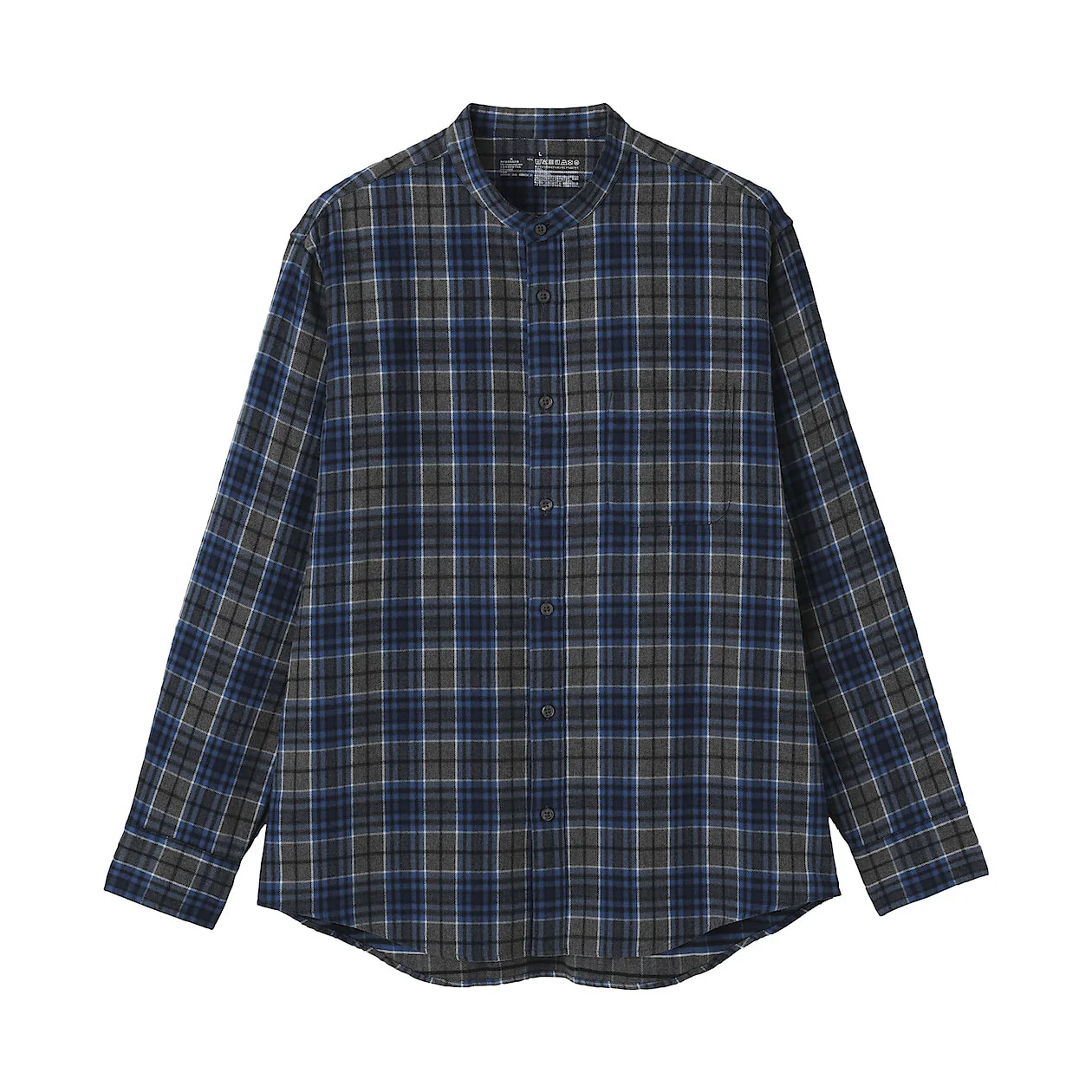 Double Brushed Flannel Stand Collar Long Sleeve Shirt - Image 40
