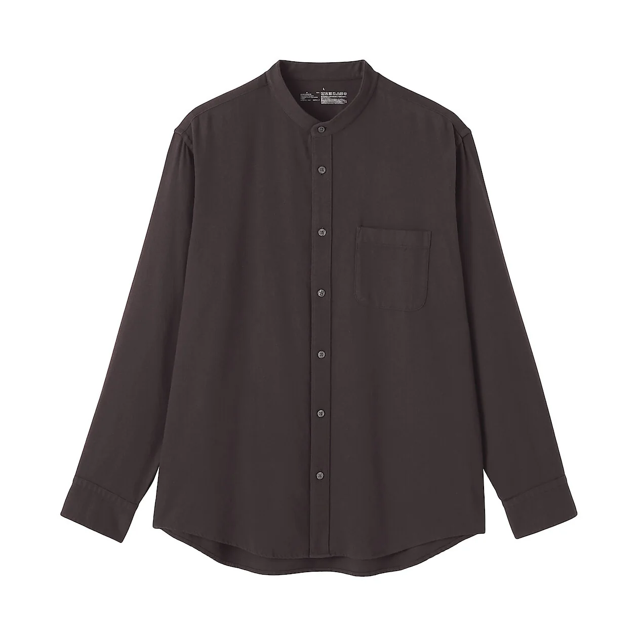 Double Brushed Flannel Stand Collar Long Sleeve Shirt - Image 7